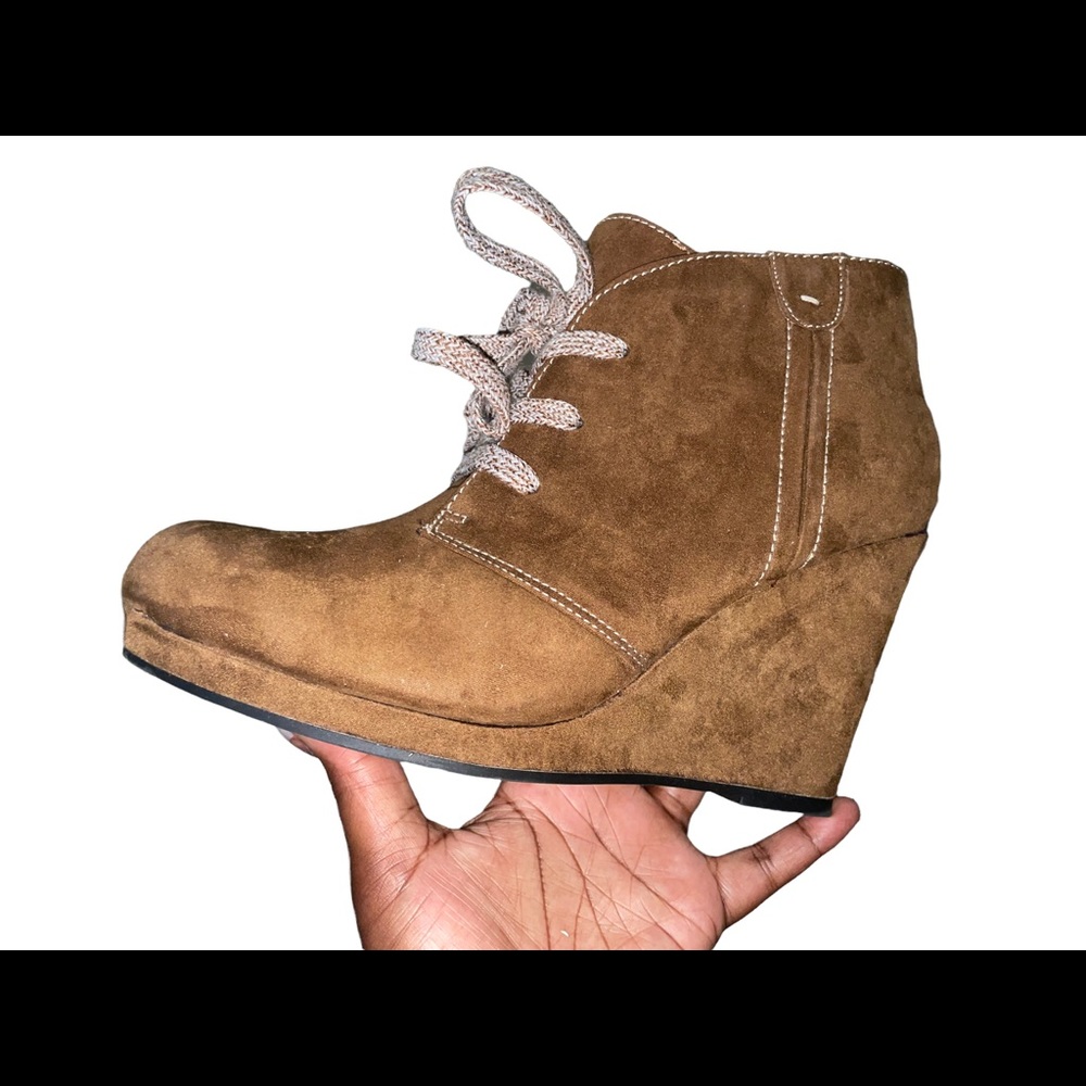 Brand New Tan Wedge Booties